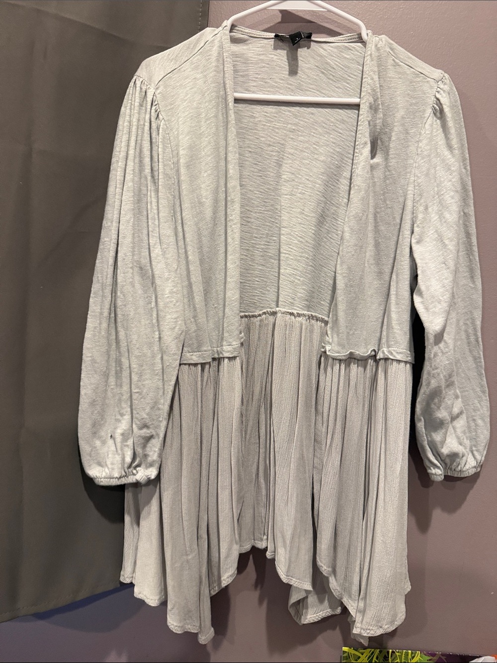 torrid Light Gray Draped Open-Front Cardigan